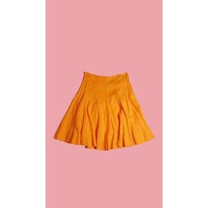 Y2K Bright Orange LAUREN RALPH LAUREN Low Rise. A Line Midi Pleated Skirt. S-M